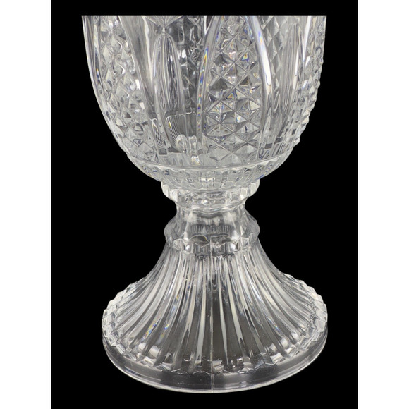 Vintage Irish Pressed Crystal Clear Glass Goblet Form Vase Pineapple Pattern - Picture 5 of 16